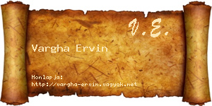 Vargha Ervin névjegykártya